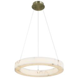 Medley 24"W Brushed Brass Faux Alabaster LED Pendant Light