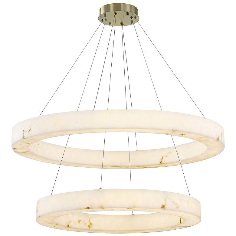 Image 2 Medley 42" Wide Brushed Brass 2-Tier LED Ring Chandelier
