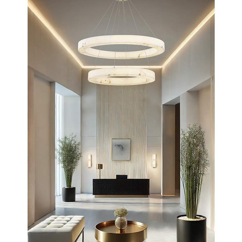 Image 3 Medley 42" Wide Brushed Brass 2-Tier LED Ring Chandelier more views