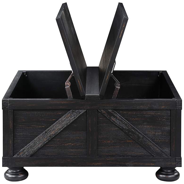 Image 2 Medrum 36" Square Antique Black Coffee Table with Storage