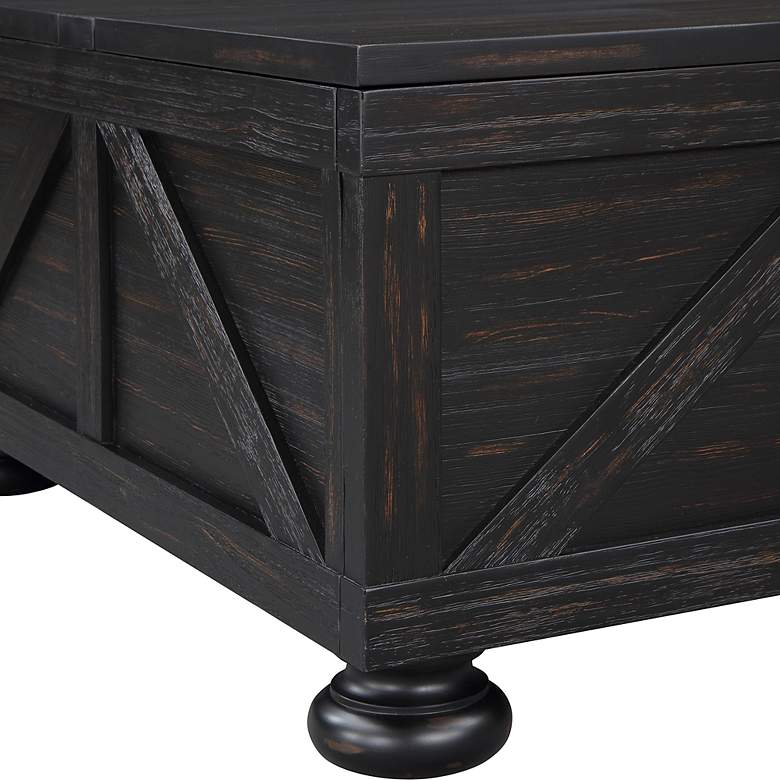 Image 4 Medrum 36" Square Antique Black Coffee Table with Storage more views