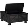 7_Medrum 36" Square Antique Black Coffee Table with Storage more views