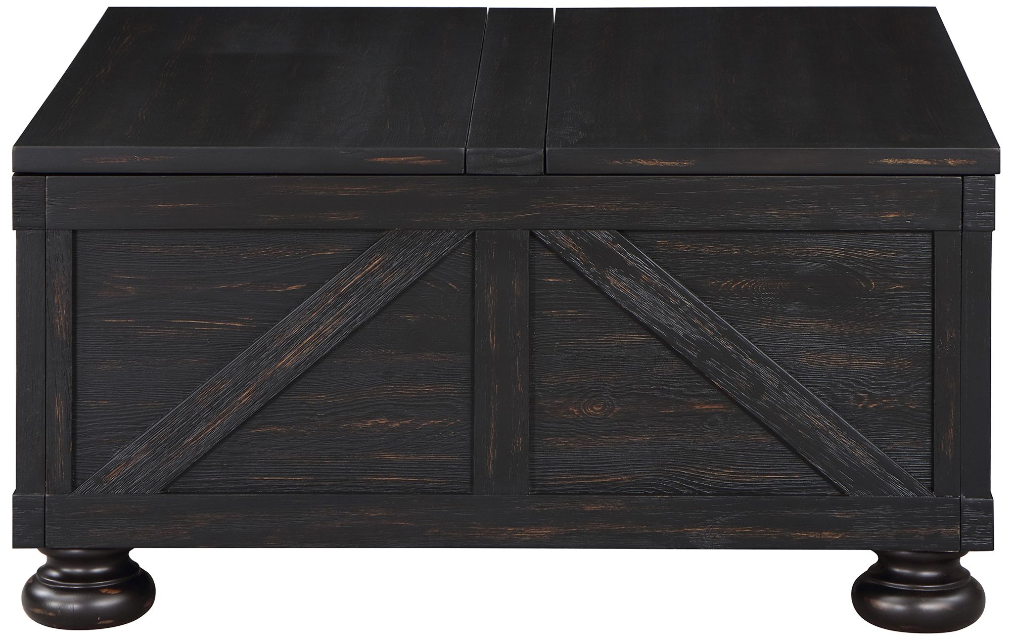 Medrum 36" Square Antique Black Coffee Table with Storage