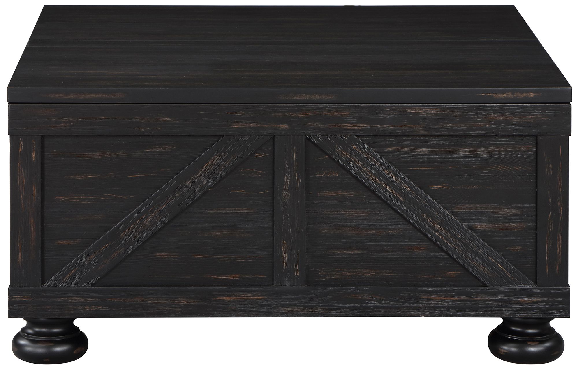 Medrum 36" Square Antique Black Coffee Table with Storage
