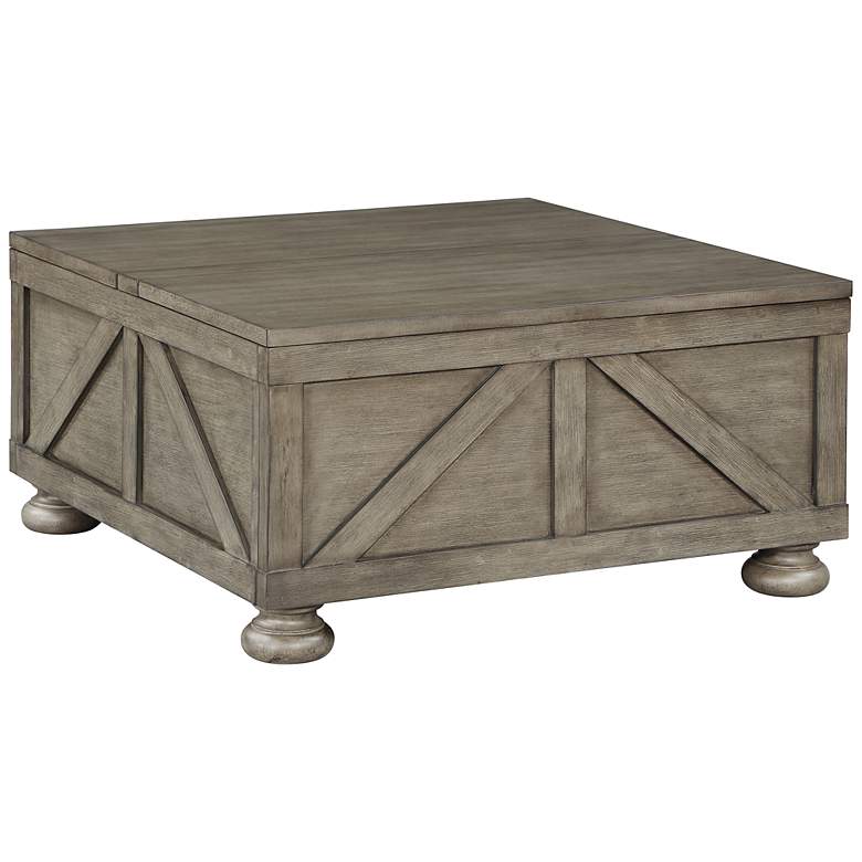 Image 2 Medrum 36"W Antique Gray Square Coffee Table with Storage