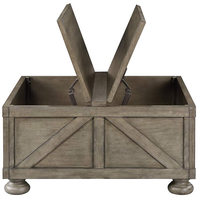 Image 3 Medrum 36"W Antique Gray Square Coffee Table with Storage more views