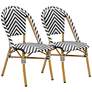 Meduza Black White Wicker Patio Dining Chairs Set of 2