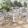 Meduza Black White Wicker Patio Dining Chairs Set of 2