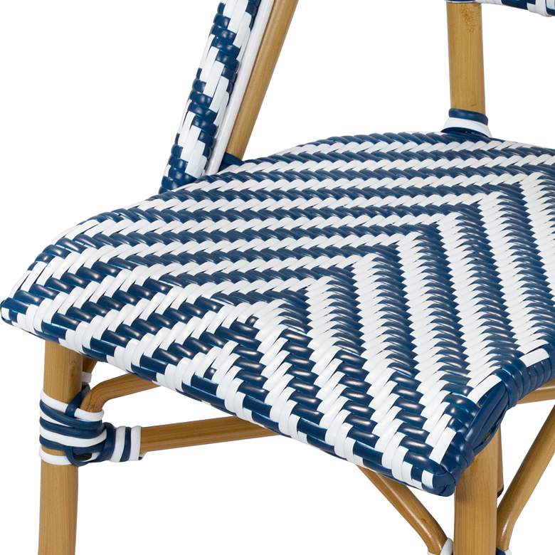 Image 4 Meduza Blue White Wicker Patio Dining Chairs Set of 2 more views
