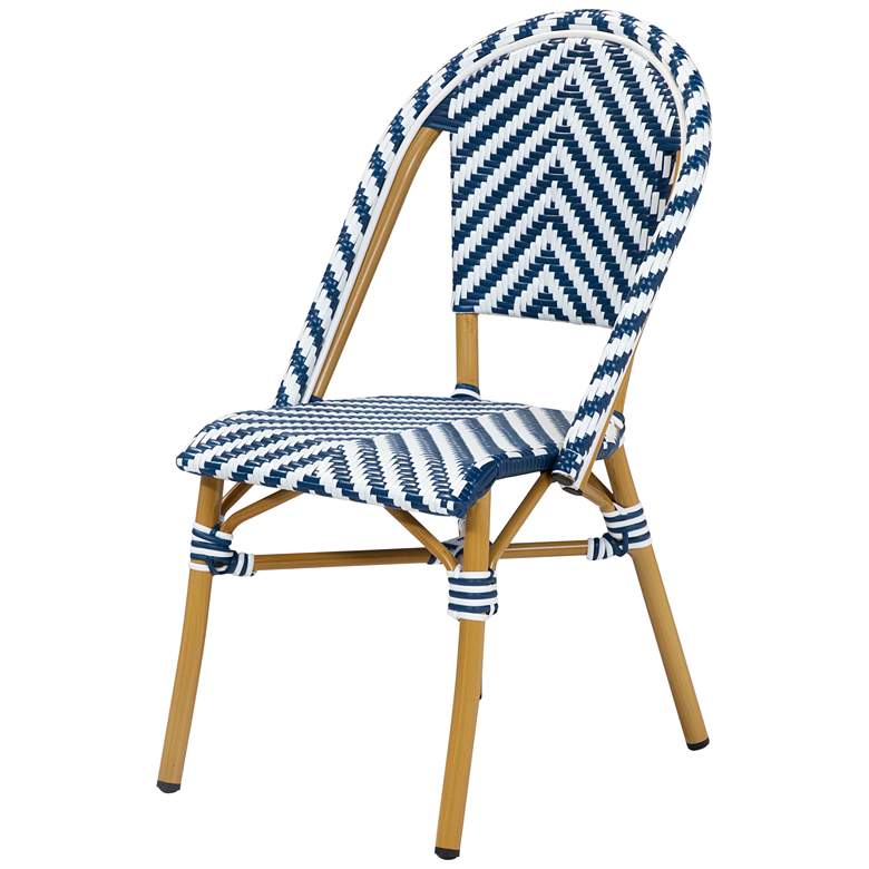 Image 7 Meduza Blue White Wicker Patio Dining Chairs Set of 2 more views