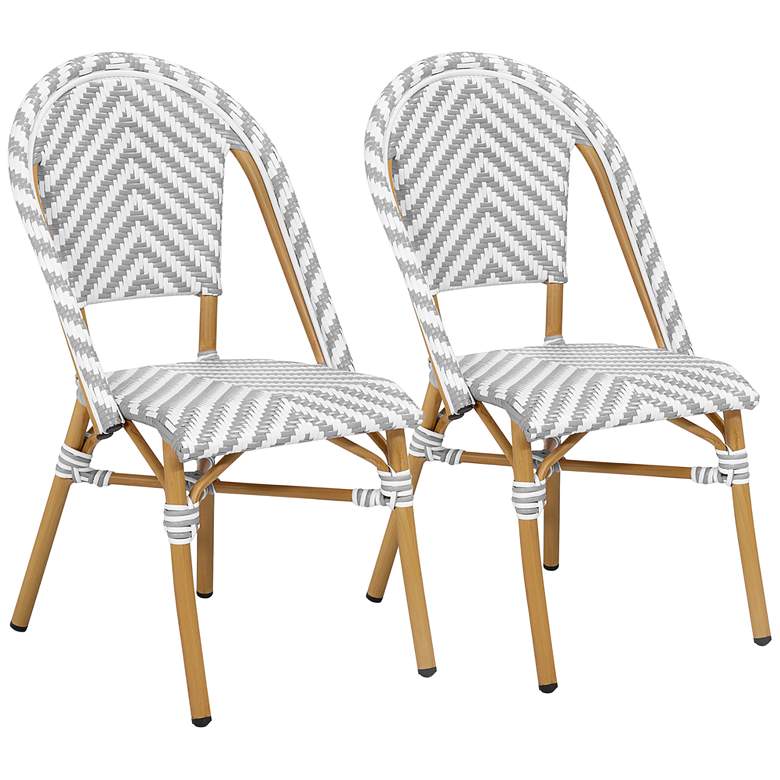 Image 1 Meduza Gray White Wicker Patio Dining Chairs Set of 2