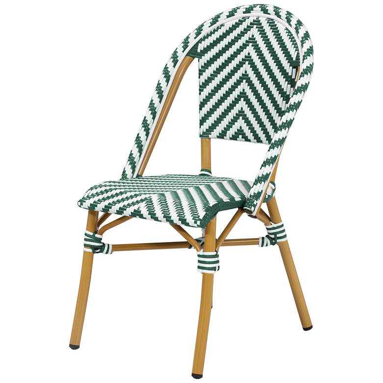 Image 4 Meduza Green White Wicker Patio Dining Chairs Set of 2 more views
