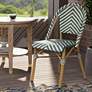 Meduza Green White Wicker Patio Dining Chairs Set of 2