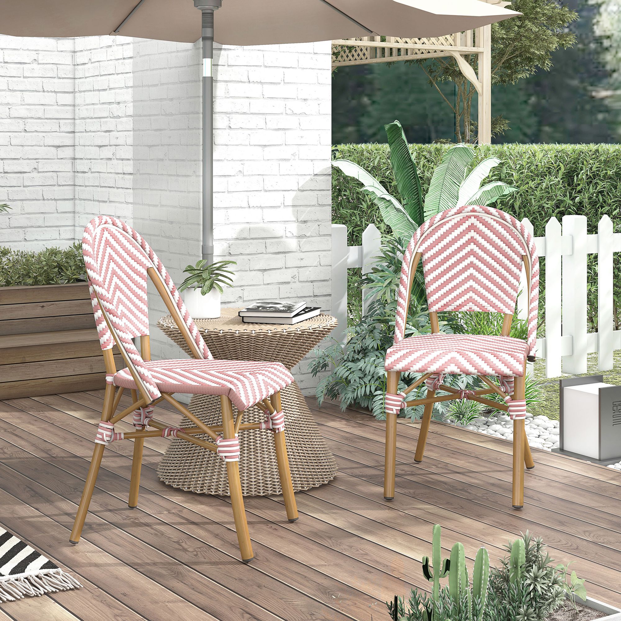 White wicker best sale bistro set