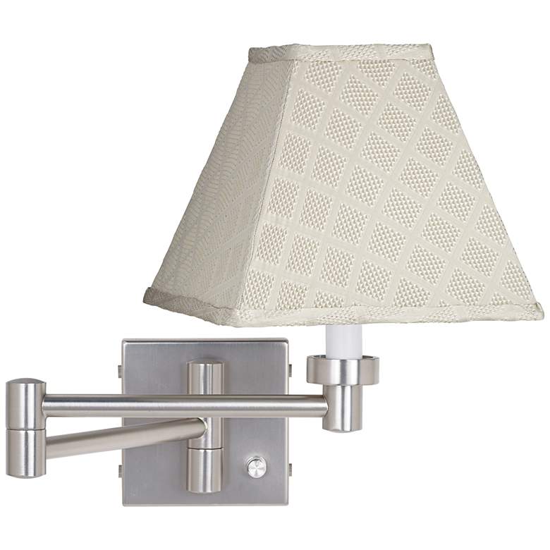 Image 1 Meemaw Cream Shade Brushed Nickel Swing Arm Wall Lamp