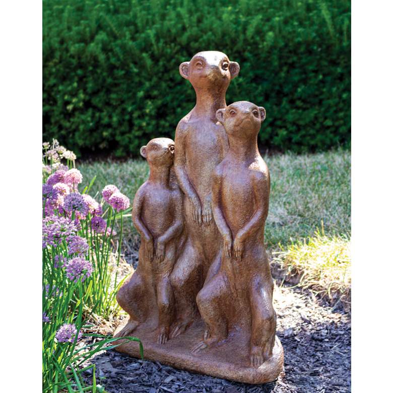Image 1 Meerkats - Tres Amigos 25 inch High Relic Oak Outdoor Statue