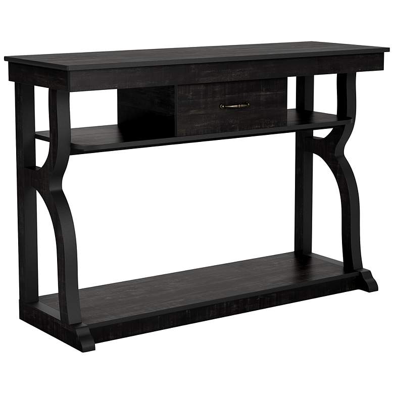 Image 2 Mefford 47 1/4"W Reclaimed Black Oak 1-Drawer Console Table