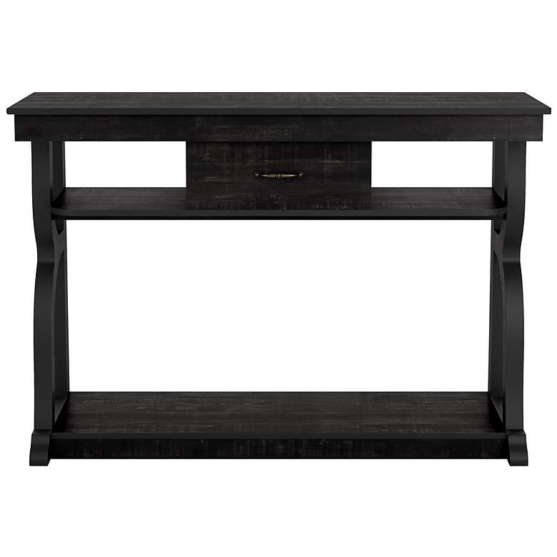 Image 7 Mefford 47 1/4"W Reclaimed Black Oak 1-Drawer Console Table more views