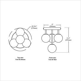 Image5 of Megallan 10 3/4" Wide Aged Brass 4-Light Ceiling Light more views