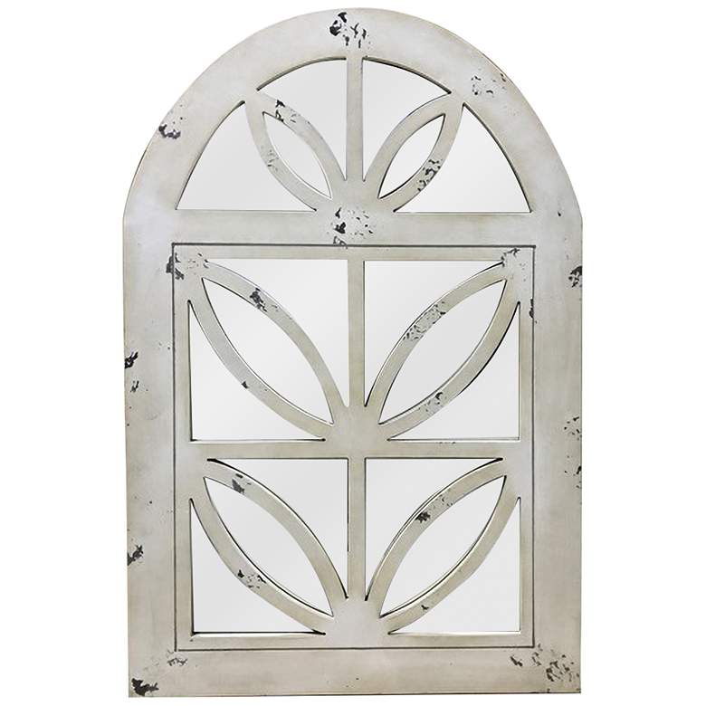 Image 1 Megan Antique White 23 1/4" x 35 1/4" Arch Top Wall Mirror