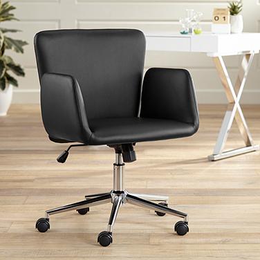 Studio 55D Tanner Black Faux Leather Lowback Desk Chair