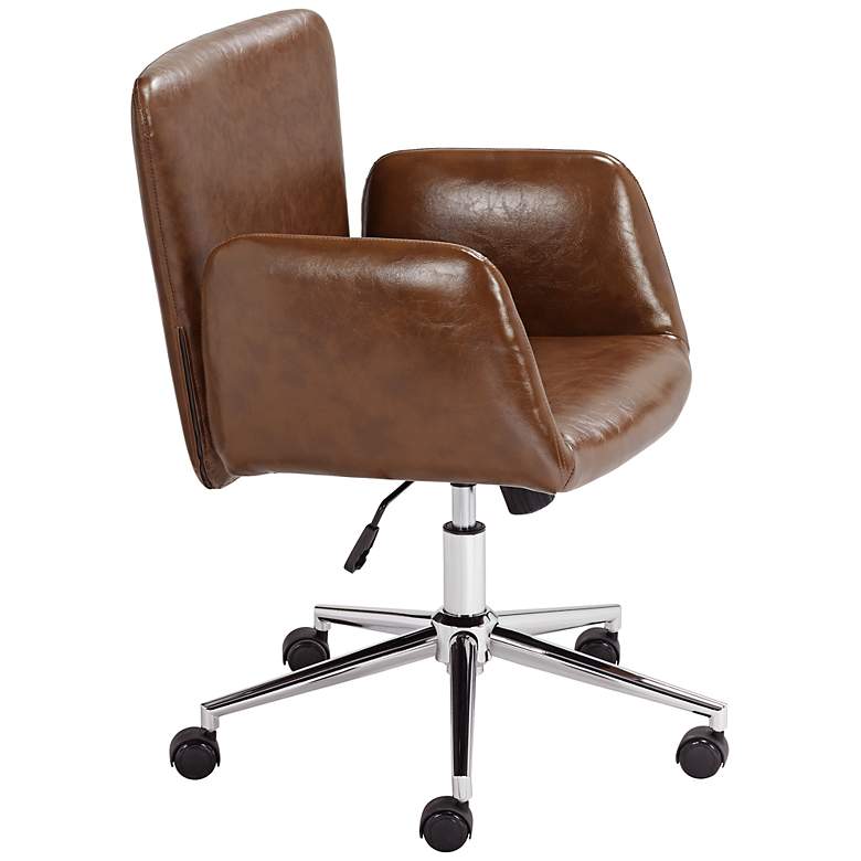 Image 7 Megan Brown Faux Leather Adjustable Swivel Office Chairs Set of 2 more views