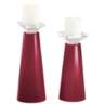 Meghan Antique Red Pillar Glass Candle Holders Set of 2