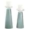 Meghan Aqua-Sphere Glass Pillar Candle Holder Set of 2