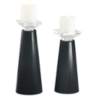 Meghan Black of Night Glass Pillar Candle Holder Set of 2