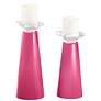 Meghan Blossom Pink Glass Pillar Candle Holder Set of 2