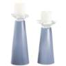 Meghan Blue Sky Glass Pillar Candle Holders Set of 2