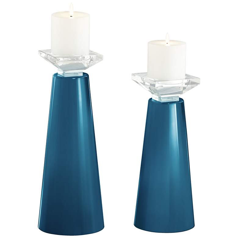 Meghan Bosporus Glass Pillar Candle Holders Set of 2