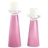 Meghan Candy Pink Glass Pillar Candle Holder Set of 2