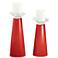 Meghan Cherry Tomato Glass Pillar Candle Holders Set of 2