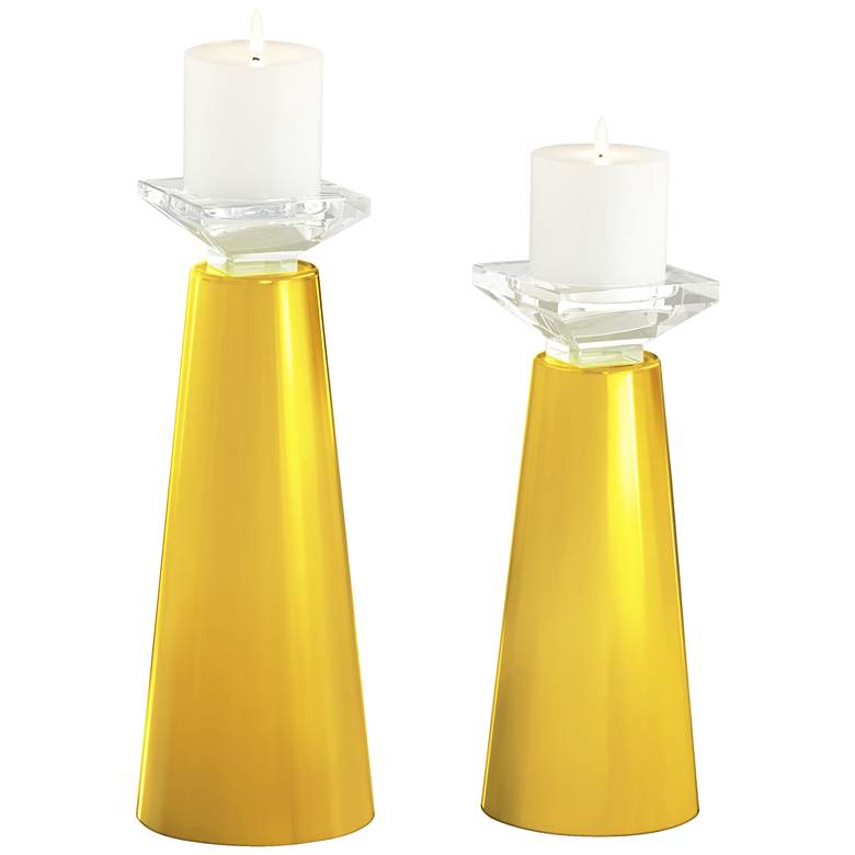 Image 2 Meghan Citrus Glass Pillar Candle Holder Set of 2