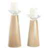 Meghan Colonial Tan Glass Pillar Candle Holders Set of 2
