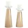 Meghan Colonial Tan Glass Pillar Candle Holders Set of 2