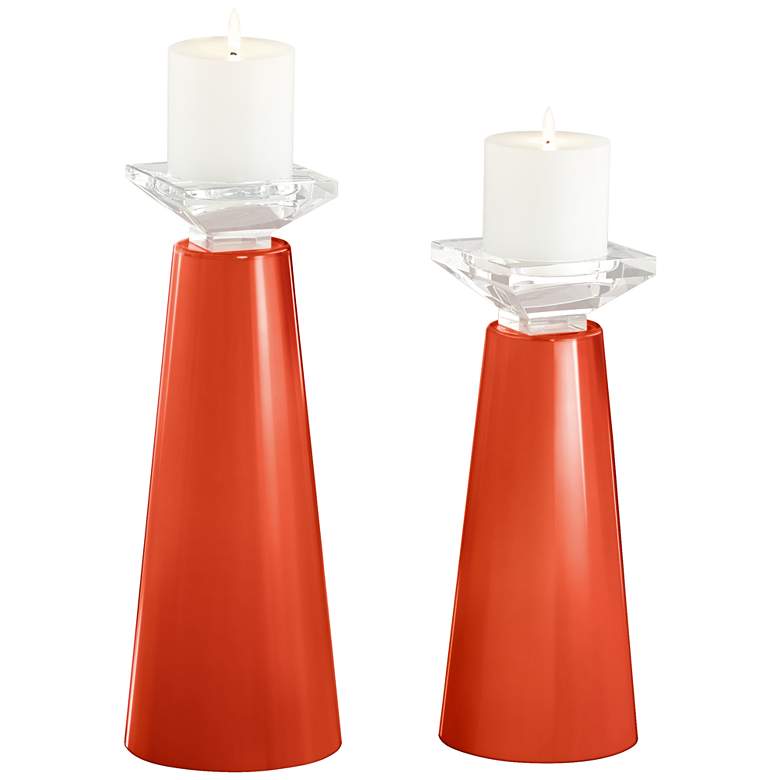 Image 2 Meghan Daredevil Glass Pillar Candle Holders Set of 2