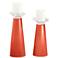 Meghan Daring Orange Glass Pillar Candle Holders Set of 2