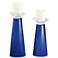 Meghan Dazzling Blue Glass Pillar Candle Holder Set of 2