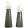 Meghan Deep Lichen Green Glass Pillar Candle Holder Set of 2