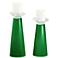 Meghan Envy Green Glass Pillar Candle Holder Set of 2