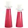 Meghan Eros Pink Glass Pillar Candle Holders Set of 2