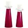 Meghan French Burgundy Glass Pillar Candle Holder Set of 2