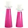 Meghan Fuchsia Glass Pillar Candle Holder Set of 2