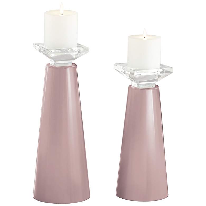 Image 2 Meghan Glamour Glass Pillar Candle Holder Set of 2