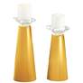 Meghan Goldenrod Glass Pillar Candle Holders Set of 2