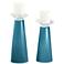 Meghan Great Falls Blue Glass Pillar Candle Holder Set of 2