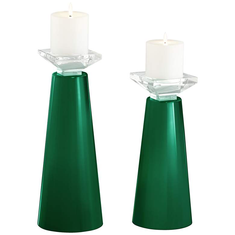 Image 2 Meghan Greens Glass Pillar Candle Holder Set of 2