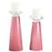 Meghan Haute Pink Glass Pillar Candle Holders Set of 2